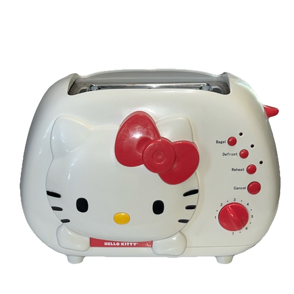 Hello Kitty 2-Slice Wide Slot Toaster KT5211 Bread/Bagel White Pink Sanrio 2011